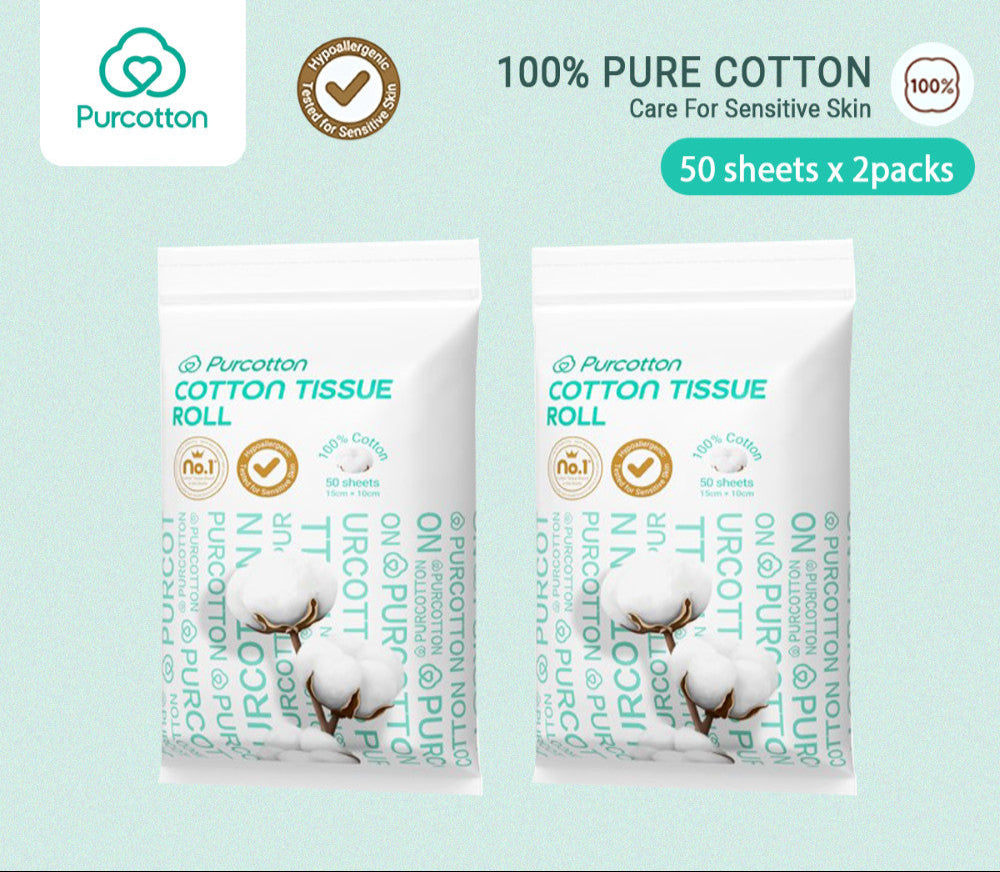 Purcotton Cotton Tissue Roll 15cm x 10 cm (50 sheets/pack)