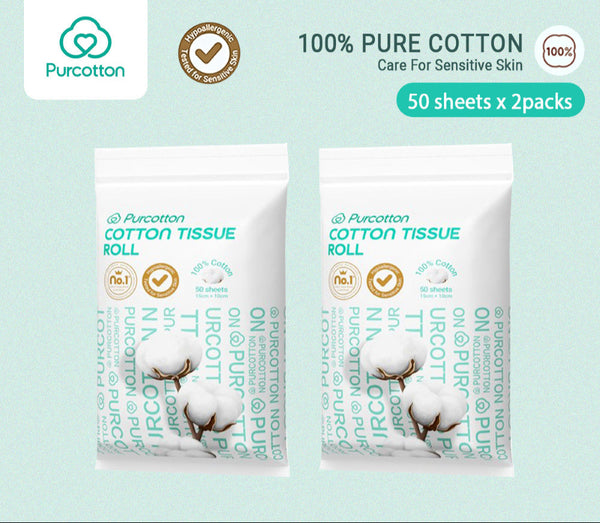 Purcotton Cotton Tissue Roll 15cm x 10 cm (50 sheets/pack)