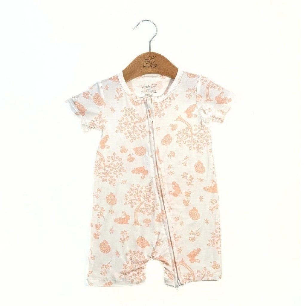 Simply Life Baby Bamboo Short sleeved Shortall (Zipper)