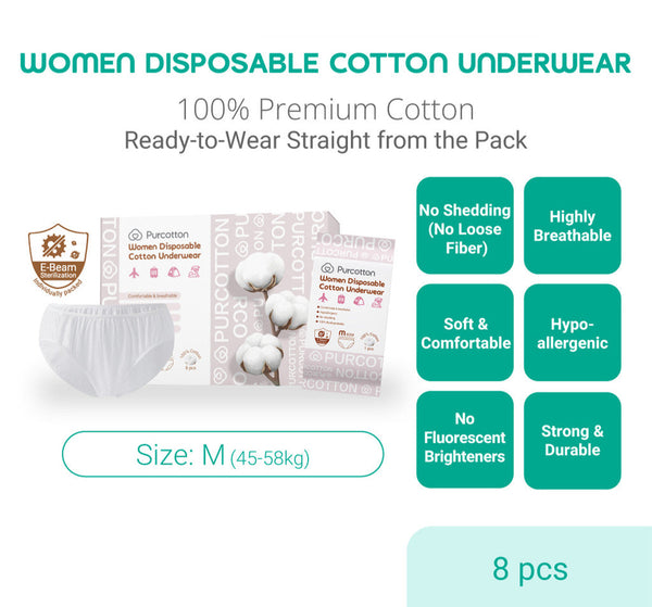 Purcotton Disposable Cotton Underwear 100% cotton (M / L Size)