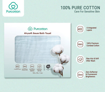 Purcotton Baby Gauze Bath Towel & Handkerchief