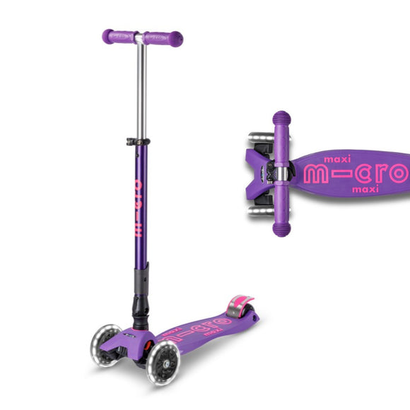 Micro Maxi Deluxe Foldable 3-Wheel LED Kids Scooter, Foldable, Adjustable, Light Up Wheels