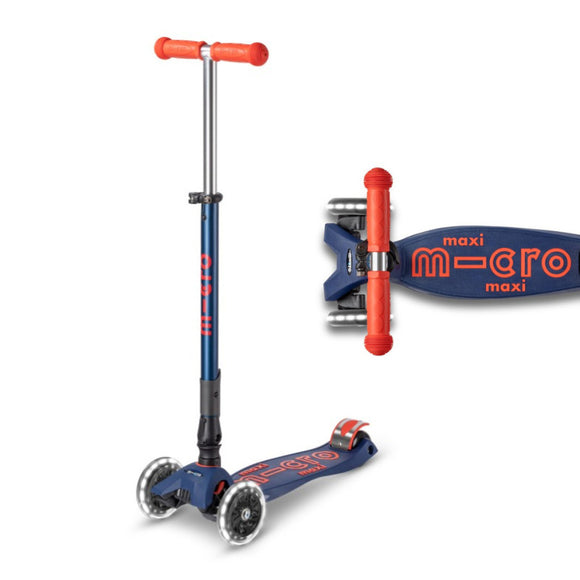 Micro Maxi Deluxe Foldable 3-Wheel LED Kids Scooter, Foldable, Adjustable, Light Up Wheels