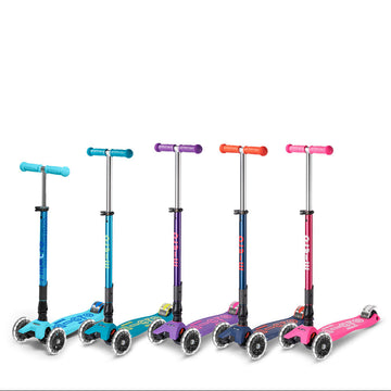 Micro Maxi Deluxe Foldable 3-Wheel LED Kids Scooter, Foldable, Adjustable, Light Up Wheels