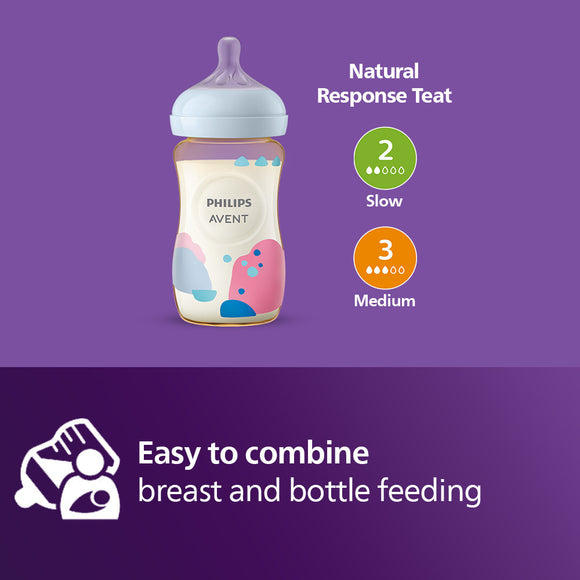 Philips Avent Welcome Baby Gift Set with Natural Response PPSU Bottles (SCD849/01)