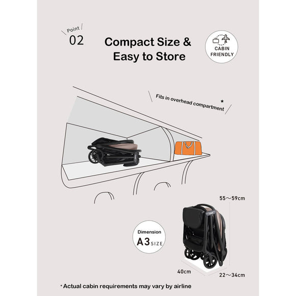(Pre-order) Combi Auto N Neo Compact Stroller Cabin Friendly A3 Size Stroller - ETA End of May