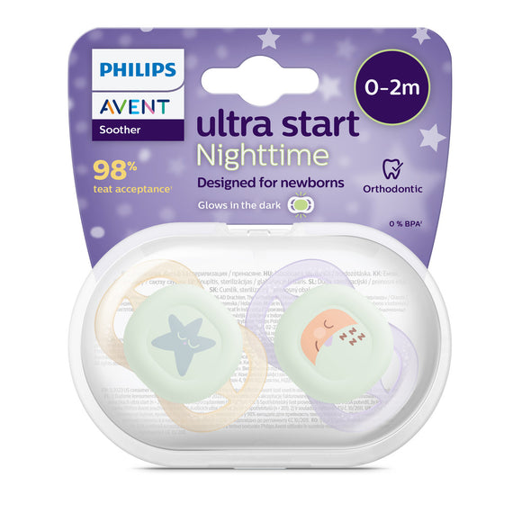 Scf075 PHILIPS AVENT Ultra Start Nighttime Soother Newborn - SCF075/07 (0-2m ...