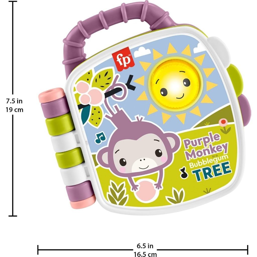 Fisher-Price Purple Monkey Musical Storybook Toy For Baby & Toddler With Lights & Sounds