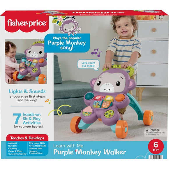 Fisher-Price Learn With Me Purple Monkey Walker Baby Learning Toy With Music & Lights