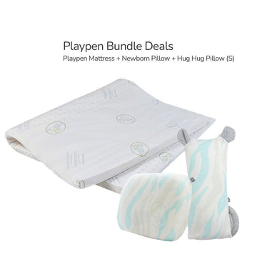 Little Zebra Playpen Bundle Deals Playpen Mattress + Newborn Pillow + Hug Hug Pillow (s)