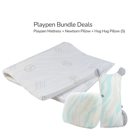 Little Zebra Playpen Bundle Deals Playpen Mattress + Newborn Pillow + Hug Hug Pillow (s)