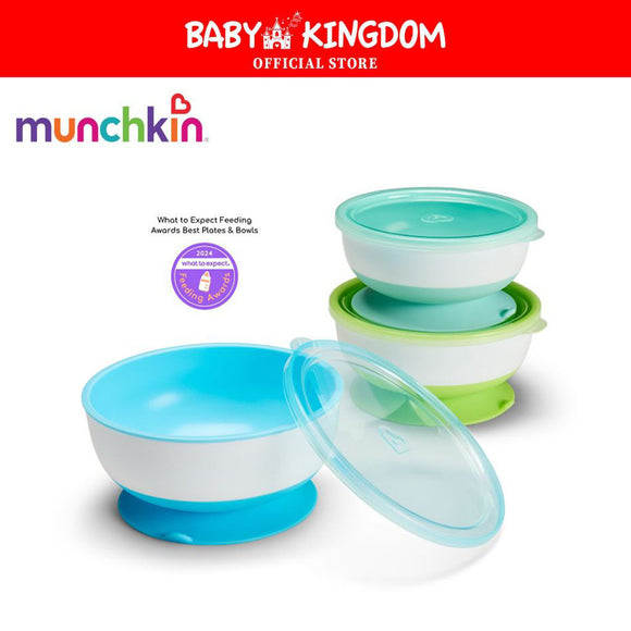 Munchkin Stay Put ™ Suction Bowls & Lids Kids Bowl