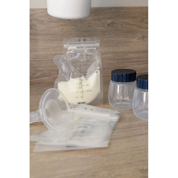 Beaba Breast Milk Storage Bags Pack of 50 - 250ml | Pre-Sterilised BPA-Free Breastmilk Storage Pouches - 0