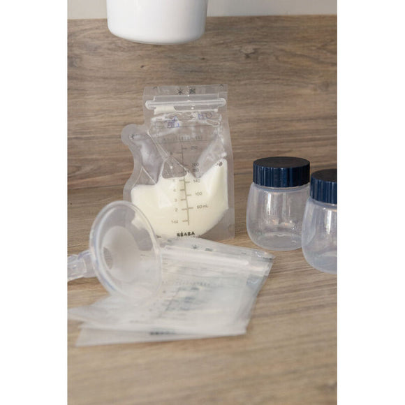 Beaba Breast Milk Storage Bags Pack of 50 - 250ml | Pre-Sterilised BPA-Free Breastmilk Storage Pouches