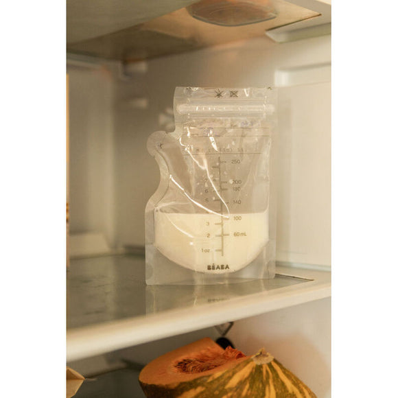 Beaba Breast Milk Storage Bags Pack of 50 - 250ml | Pre-Sterilised BPA-Free Breastmilk Storage Pouches