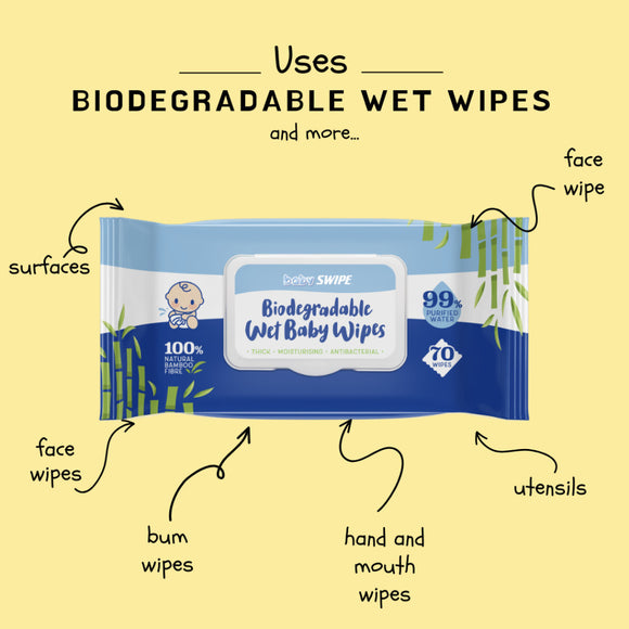 [ CARTON DEAL ] babySWIPE Biodegradable Organic Bamboo Baby Wipes 70s x (3 in1 Bundle x4)