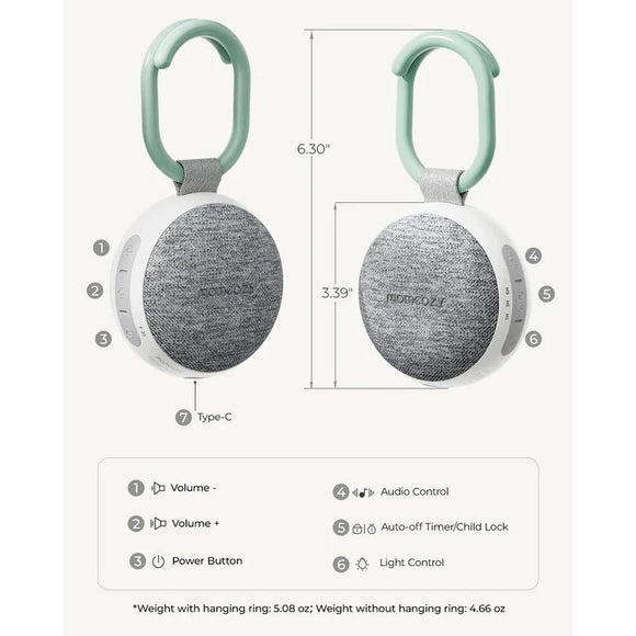 MOMCOZY Portable Baby Sound Machine w/Night Light