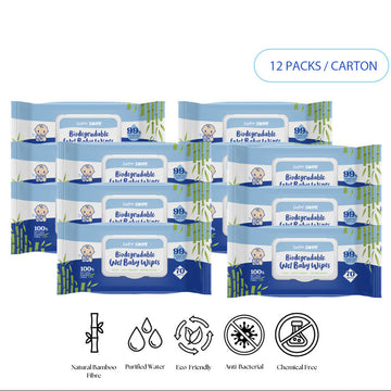 [ CARTON DEAL ] babySWIPE Biodegradable Organic Bamboo Baby Wipes 70s x 12packs