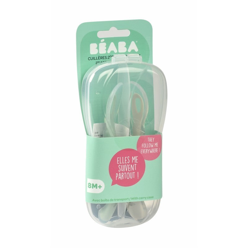 Beaba 2nd Stage Soft Silicone Spoon with case | Baby Kingdom Pte Ltd