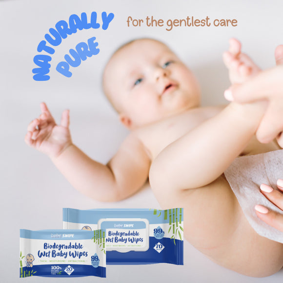 [ CARTON DEAL ] babySWIPE Biodegradable Organic Bamboo Baby Wipes 20s x (5in1 Bundle x4)