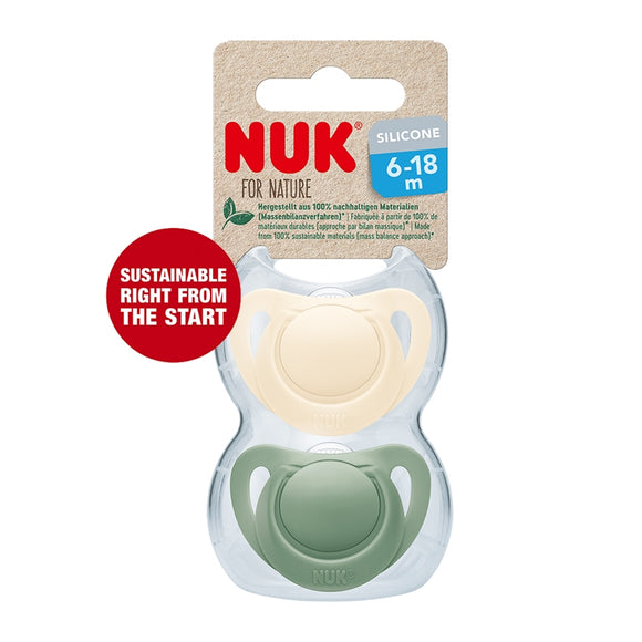 NUK For Nature (NFN) Silicone Soother Pacifier 2pcs/box | 0-6 Months | 6-18 Months | Made in Germany