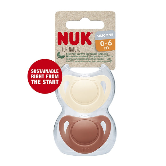 NUK For Nature (NFN) Silicone Soother Pacifier 2pcs/box | 0-6 Months | 6-18 Months | Made in Germany
