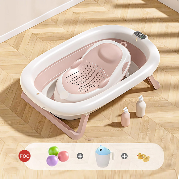 Lucky Baby Galy Collapsible Bath Tub W/Thermometer + Jelly Bath Support