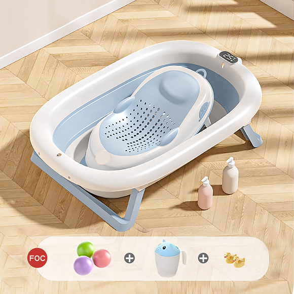 Lucky Baby Galy Collapsible Bath Tub W/Thermometer + Jelly Bath Support