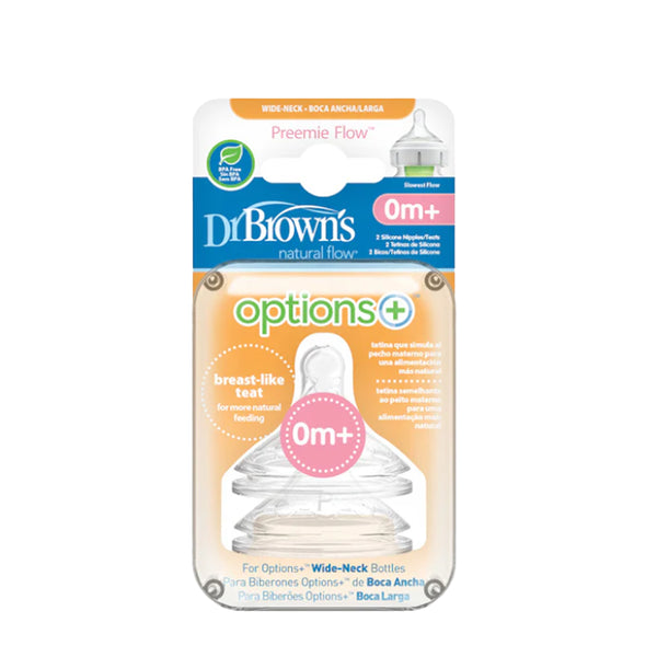 Dr Brown's Wide-Neck Silicone Options+ Replacement Nipple 2pcs