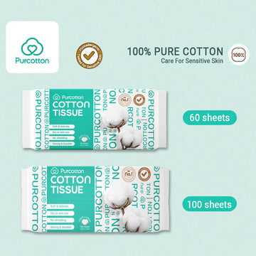Purcotton 100% Cotton Tissue Face Wash Towels Baby Soft Towels Cleansing Towels