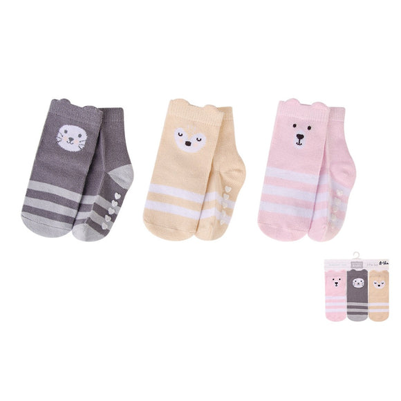 Hudson Baby 3pcs Baby Socks With Non-Skid