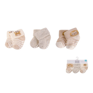 Hudson Baby NB Terry Socks With Non-Skid (0-6 Months)