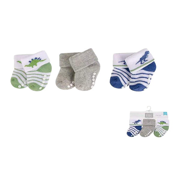 Hudson Baby NB Terry Socks With Non-Skid (0-6 Months)