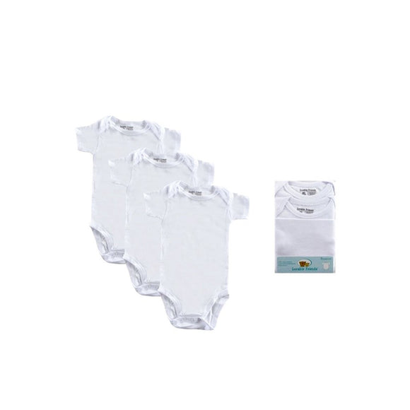 Luvable Friends 3pcs Bodysuit Short Sleeve Set - White Design