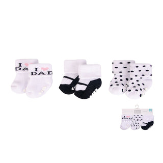 Hudson Baby 3pcs Terry Socks With Non-Skid (0-6M)