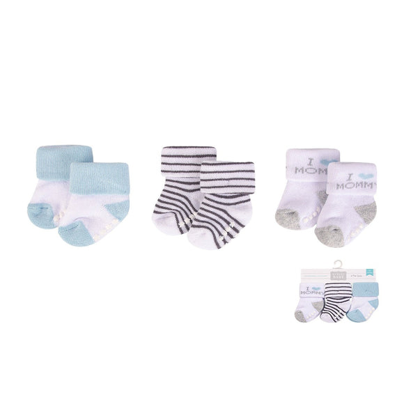 Hudson Baby 3pcs Terry Socks With Non-Skid (0-6M)