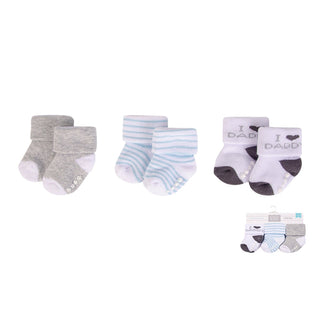 Buy dad-gray-mint Hudson Baby 3pcs Terry Socks With Non-Skid (0-6M)