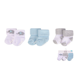 Hudson Baby 3pcs Terry Socks With Non-Skid (0-6M)