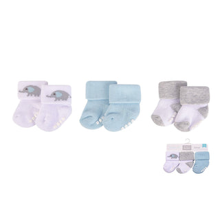 Buy elephant Hudson Baby 3pcs Terry Socks With Non-Skid (0-6M)