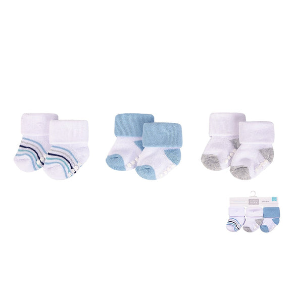 Hudson Baby 3pcs Terry Socks With Non-Skid (0-6M)