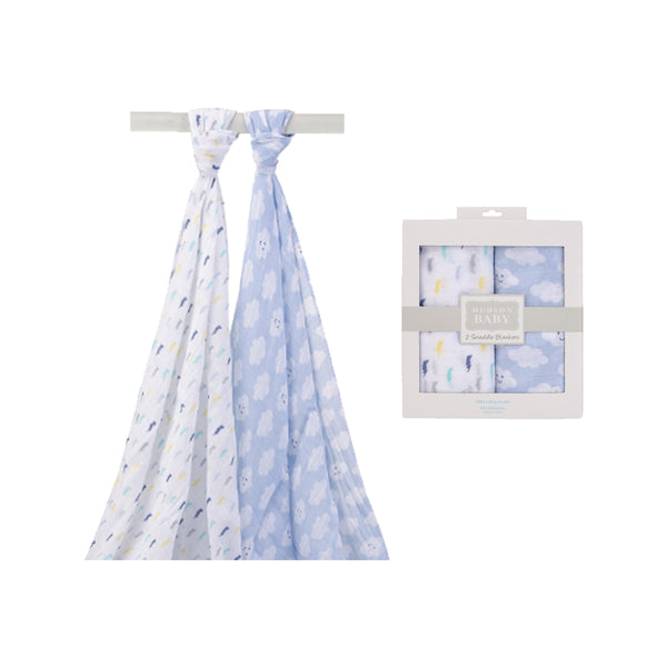 Hudson Baby 2pcs Muslin Swaddle Blanket