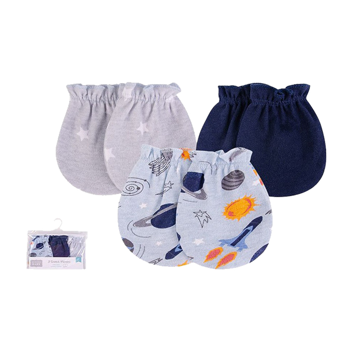 Hudson Baby 3pcs Scratch Mittens (0-6m)