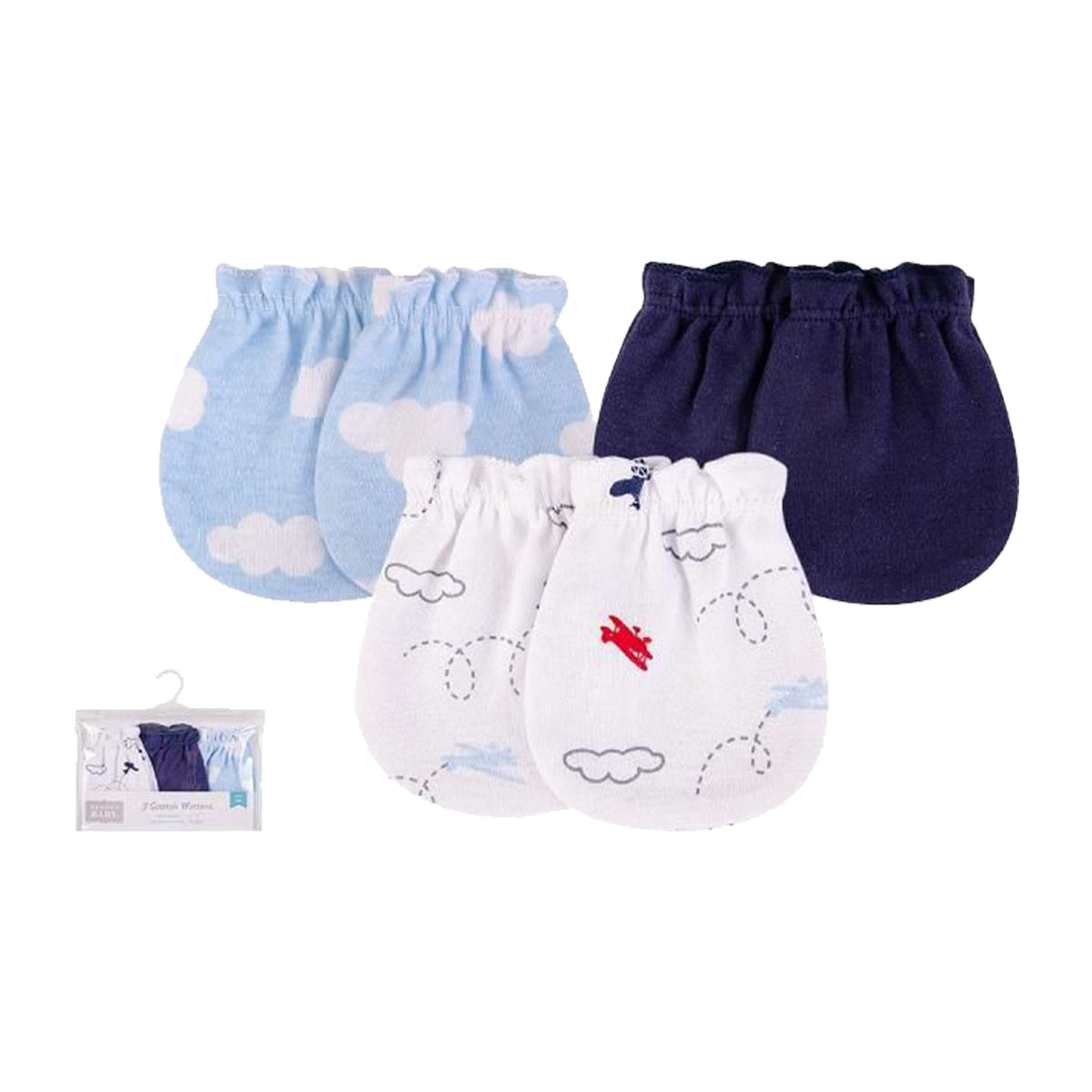Hudson Baby 3pcs Scratch Mittens (0-6m)