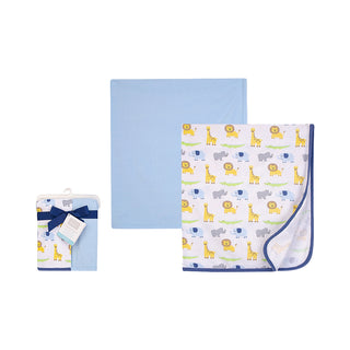Buy boy-yellow-safari Hudson Baby 2pcs Interlock Blanket