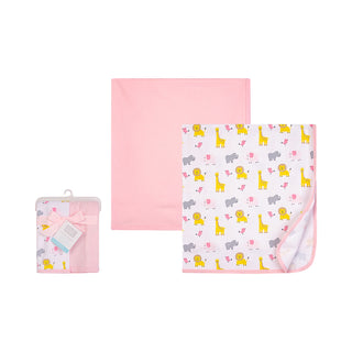 Buy girl-yellow-safari Hudson Baby 2pcs Interlock Blanket