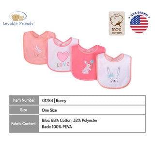 Luvable Friends 4pcs EMB Bib With PEVA Back