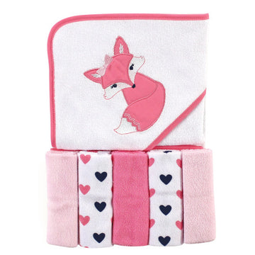 Luvable Friends Hooded Towel & 5pcs Washcloths - 0