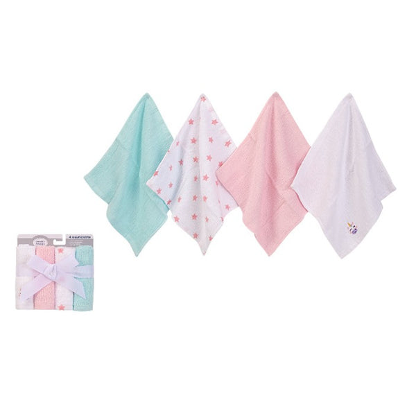 Hudson Baby 4pcs Washcloths (Woven Terry)