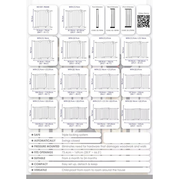Lucky Baby SG21 Smart System Swing Back Steel Gate Extension