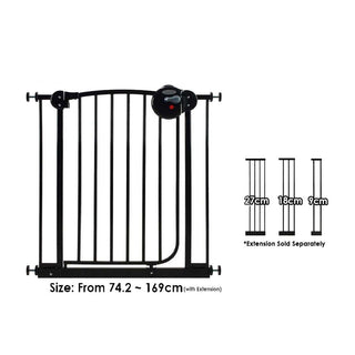 Lucky Baby Smart System 2 Ways Swing Back Steel Gate - Black(Promo)